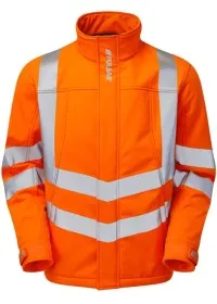 Personalised Orange Hi Vis Softshell Jacket Pulsarail PR535 Front