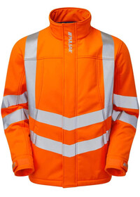 Personalised Orange Hi Vis Softshell Jacket Pulsarail PR535 Front