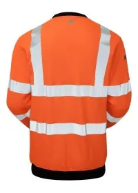 Personalised Flame Retardant Hi Vis Sweatshirt PRFR20 Rear Orange