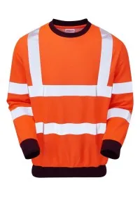 Personalised Flame Retardant Hi Vis Sweatshirt PRFR20 Front Orange