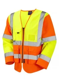 Leo S12 Long SLeeve hi vis vest Orange Yellow