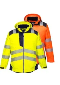 Portwest T400 Vision Hi-Vis Rain Jacket Yellow/Navy