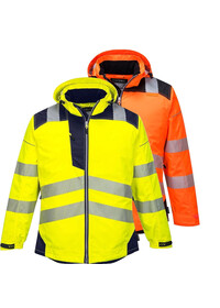 Portwest T400 Vision Hi-Vis Rain Jacket Yellow/Navy