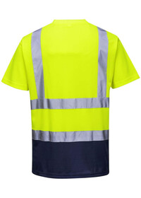 Personalised Hi Vis Short Sleeved T-Shirt S378 Yellow Navy Rear