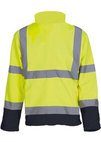 Personalised Hi Vis Softshell Jacket HVK09 Yoko Yellow/Navy Rear