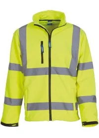 Personalised Hi Vis Softshell Jacket HVK09 Yoko Yellow Front