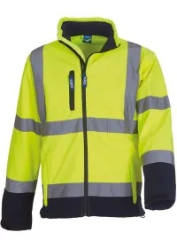 Personalised Hi Vis Softshell Jacket HVK09 Yoko Yellow/Navy Front