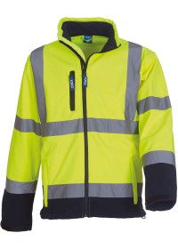 Personalised Hi Vis Softshell Jacket HVK09 Yoko Yellow/Navy Front