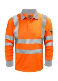 Flame Retardant ARC Orange Hivis Long Sleeve Poloshirt