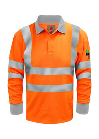 Flame Retardant ARC Orange Hivis Long Sleeve Poloshirt