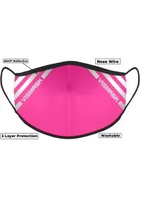 Vismask Pink Face Mask with Reflective Stripes 3 layer