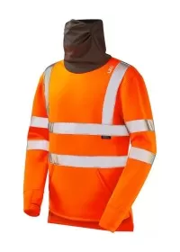 Hi Vis Sweatshirt With Built in Face Covering Snood SS06 Orange