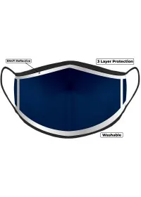 Hi Vis Navy Custom Printed Face Mask With Reflective Edge