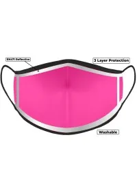Pink Hi Vis Face Mask with Reflective Edge 3 layer