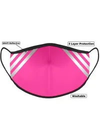 Hi Vis Pink Custom Printed Face Mask With Reflective Strips
