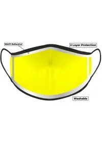 Hi Vis Yellow Custom Printed Face Mask With Reflective Edge