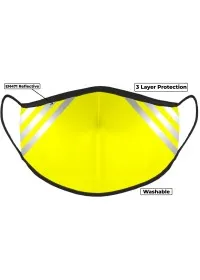 Hi Vis Yellow Custom Printed Face Mask With Reflective Strips