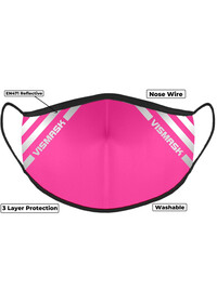 Vismask Pink Face Mask with Reflective Stripes 3 layer