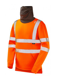 Hi Vis Sweatshirt With Built in Face Covering Snood SS06 Orange
