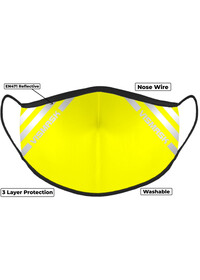Yellow Hi Vis Face Mask with Reflective Stripes 3 layer