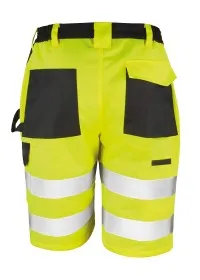 Yellow Hi Vis Safety Cargo Shorts Result Rear