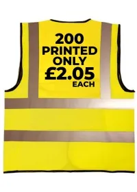 200 Screen Printed Hi Vis Vests only £2.05 each
