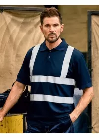 Black Polo Shirt with hi vis stripes