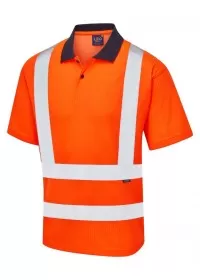 Leo Coolviz Two Tone Hivis Polo Shirt Orange