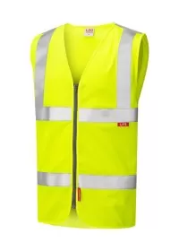 Leo Flame retardent Zip Up Hivis Yellow Vest