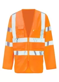 Orange long sleeve hi vis vest with pockets