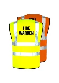 Hivis Vest With Fire Warden Printed To Rear