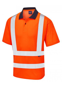 Leo Coolviz Two Tone Hivis Polo Shirt Orange
