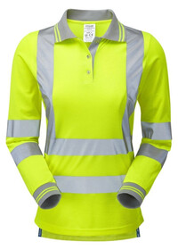 Ladies Yellow Hi Vis Long Sleeve Polo Pulsar P702