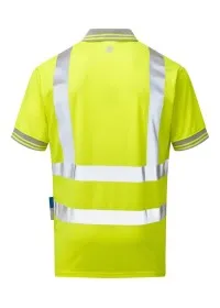 Pulsar P175 Yellow Short Sleeve Hi Vis Poloshirt Rear