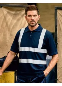 Black Polo Shirt with hi vis stripes