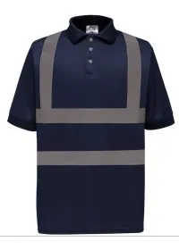 Navy Polo Shirt with hi vis stripes