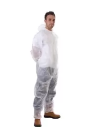 White Disposable Coverall with hood
