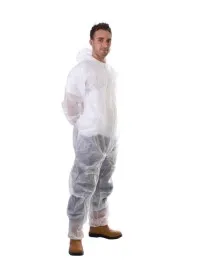 White Disposable Coverall with hood