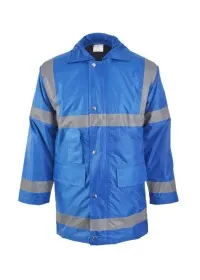 Royal Blue Hi Vis Coat with Reflective Stripes
