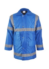 Royal Blue Hi Vis Coat with Reflective Stripes