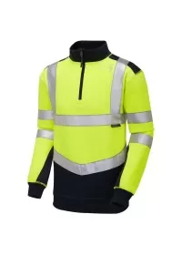 Hi Vis Quarter Zip Two Tone Sweatshirt LEO SS08 Yellow