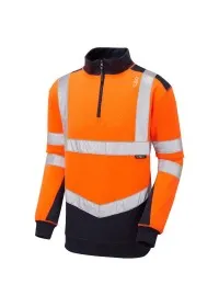 Hi Vis Quarter Zip Two Tone Sweatshirt LEO SS08 Orange