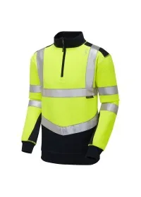 Hi Vis Quarter Zip Two Tone Sweatshirt LEO SS08 Yellow