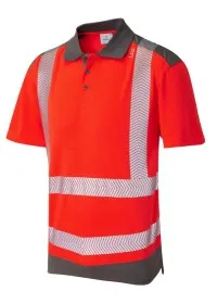 Red Hi Vis Polo Shirt Coolviz Leo P14
