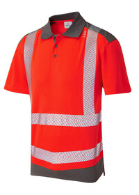 Red Hi Vis Polo Shirt Coolviz Leo P14
