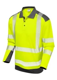 Yellow Long Sleeve Hi Vis Polo Shirt Coolviz Leo P15-Y/GY