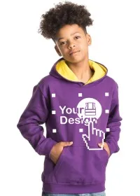 Kids Custom Printed Two Tone Hoodie Awdis JH03J