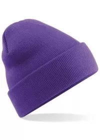 Embroidered Knitted Beanie Hat Beechfield BC045 Purple
