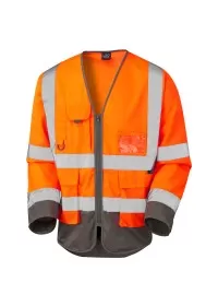Leo S12 Long SLeeve hi vis vest Orange Grey