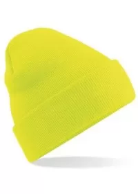 Embroidered Knitted Beanie Hat Beechfield BC045 Fluorescent Yellow